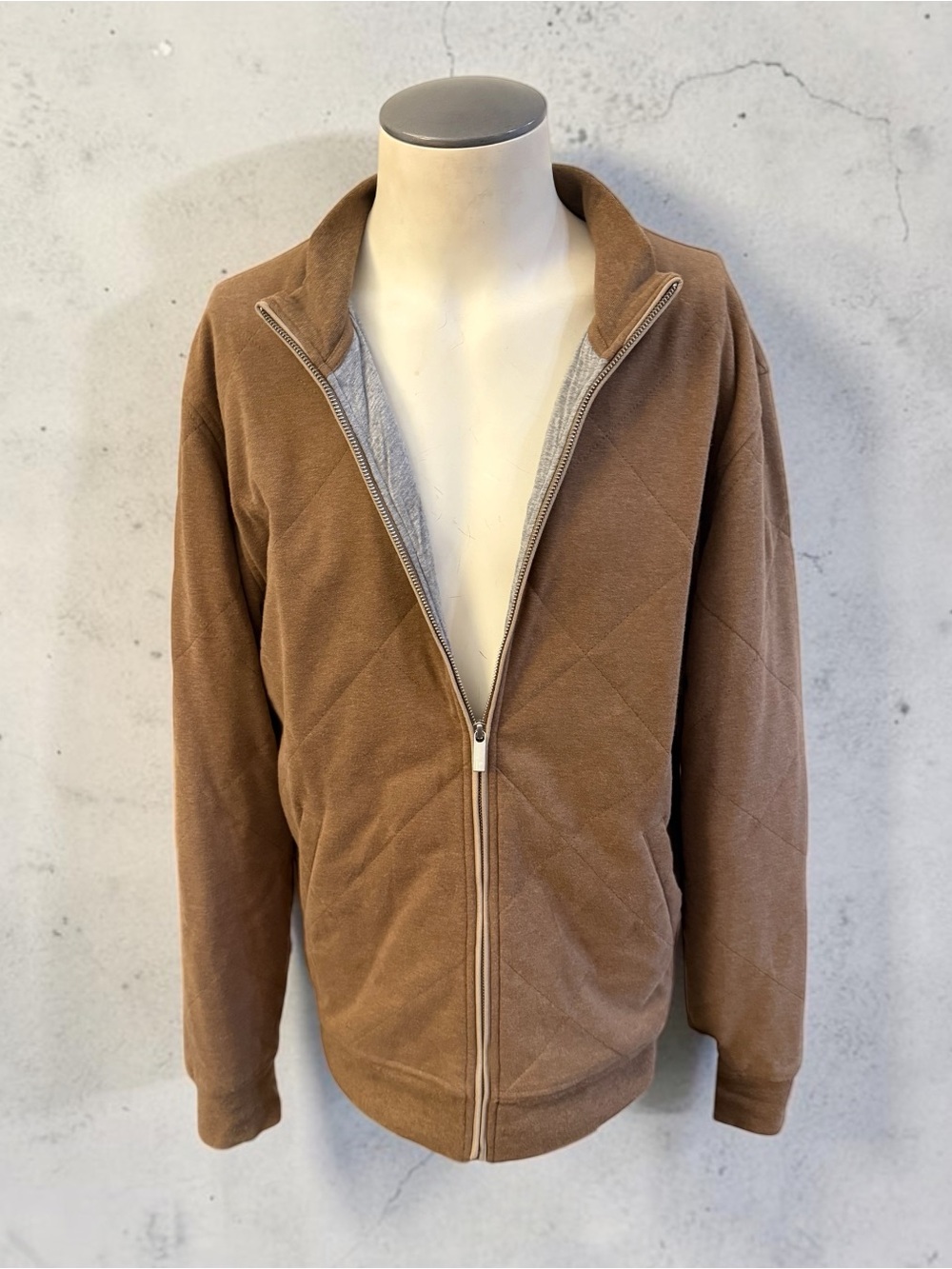 FACONNABLE Quilted Cotton Bomber Padded Zip Front Jacket Size Large